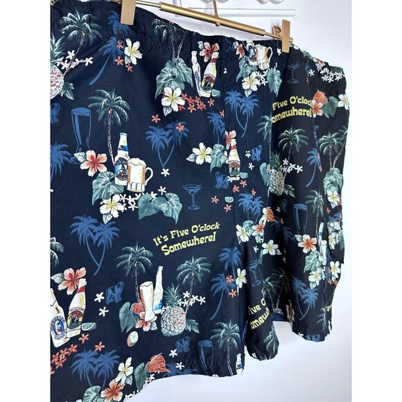 Big Dogs Swim Trunks Mens 2X - Black “It’s 5 O’clock Somewhere” Tropical Beach - Picture 1 of 6